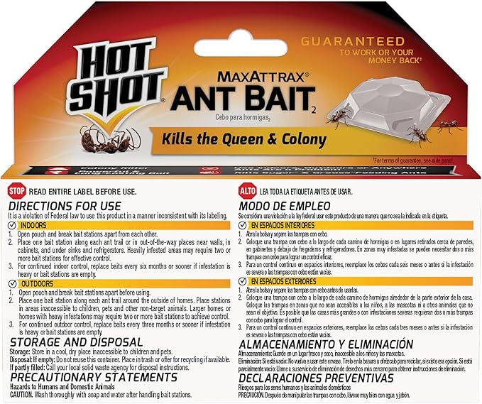 Hot Shot MaxAttrax Ant Bait, 0.07 oz Bait Stations, 4 Count, 12 Pack