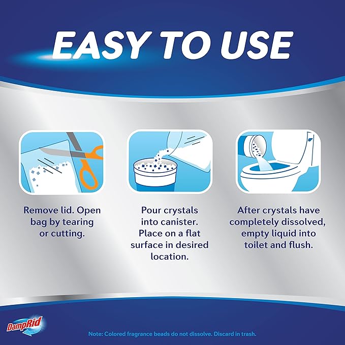 DampRid Refill Bag, 42 oz., 4-Pack - Fragrance Free Moisture Absorbers for Rooms with Excess Humidity, Long-Lasting, Inhibits Mold & Mildew