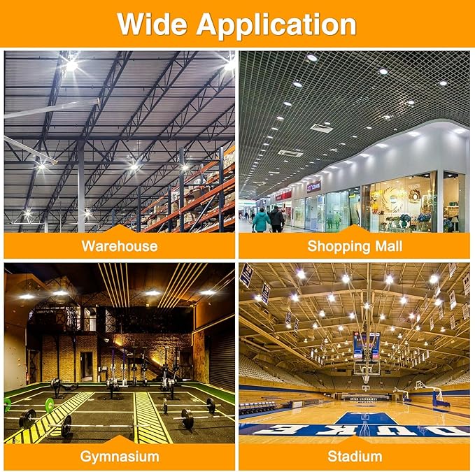 UFO LED High Bay Light 240W 190W 140W Adjustable High Bay LED Shop Lights 4500K 5000K 5700K Tunable 0-10V Dimmable for Warehouse Garage ETL DLC Listed AC100-277V (2 Pack)