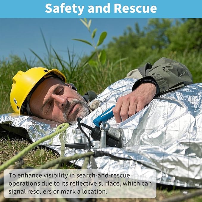 FRONTLINE Emergency Thermal Blankets Large 54" x 84" Mylar Blankets Survival Gear Camping Gear Emergency Space Blanket First Aid for Survival (20)