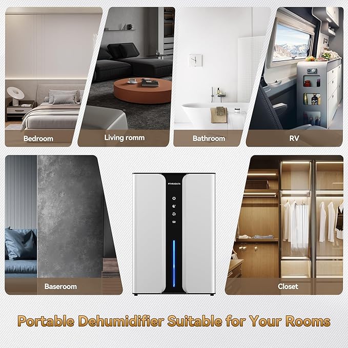 95oz Home Dehumidifier, (950 sq.ft) Quiet dehumidifier for Bedroom Bathroom with Drain Hose, with Air Reusable Filter Indoor deshumidificador for Basement RV Closet