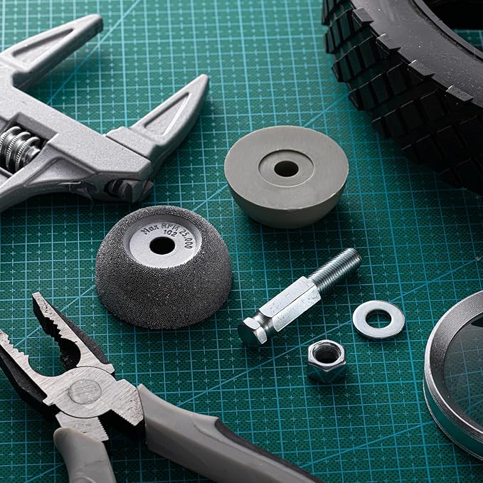 Moxweyeni 2 Set Buffing Wheel for Tire Repair Tire Buffer Tool, 2" Diameter with 3/8" Bore, Include Hexagon Adapter and Balance Wheel, Grinding Head Tools for Safer Repairs