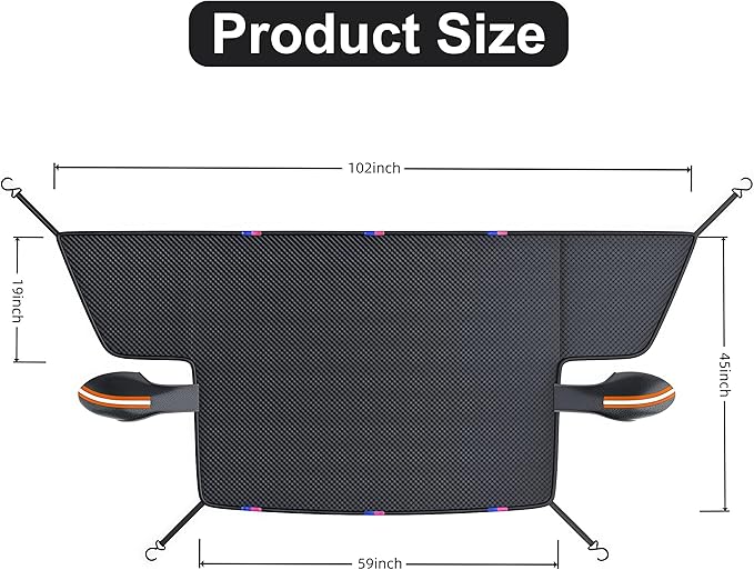 Windshield Snow Cover,Oxford Fabric Winter Frost Cover with Side Window and Rearview Mirror Protector, Extra Large Magnetic Frost Guard Windshield Cover for Most Cars,SUV,Sedan,Truck (Orange)