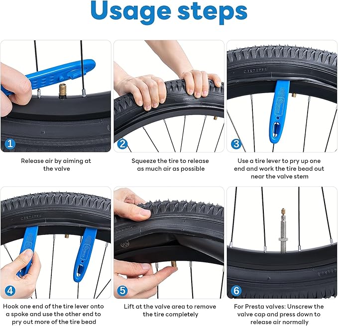 YunSCM 4-Pcs Ultra Strong Plastic Steel Bike Tire Levers, Thickened and Widened Bicycle Tire Levers,Bike tire Replacement Tool, Tire Removal Tool for Road Mountain Bike Tires(Blue)