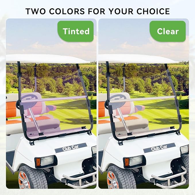 Club Car DS NEW Flip Flop Compact Golf Cart Windshield, Clear Color, 3/16" Thickness, Fits Club Car DS 2000.5+ NEW