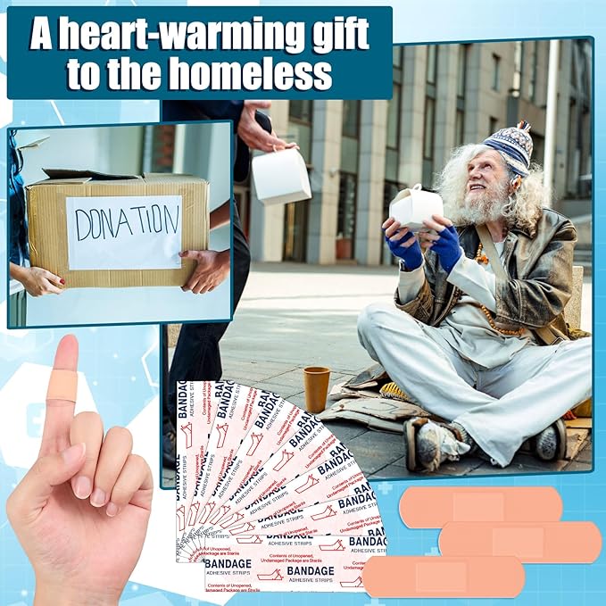 Timgle 10000 Pcs 3/4" x 3" Adhesive Bandages Bulk Waterproof Adhesive Breathable Bandages for Sensitive Skin School Nurses Businesses Travel First Aid Kits Homeless Care Supplies Donations
