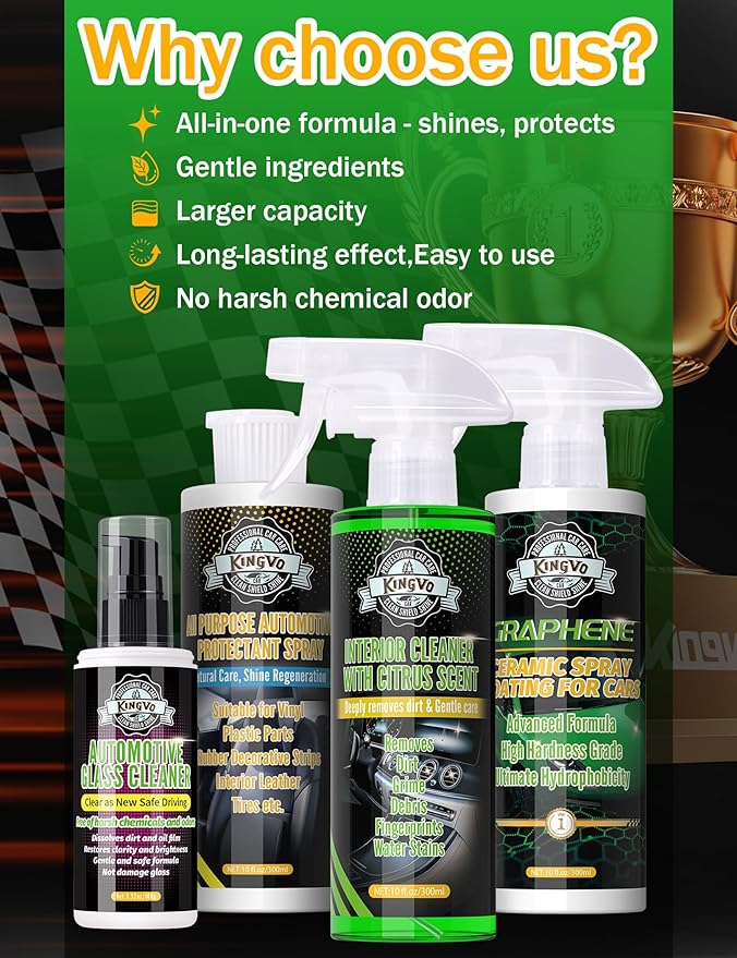 Ceramic Coating Spray and Leather Seat Cleaner, Ceramic Car Wax for Couch Cleaning Spray Car Detailing Kit Washing Supplies