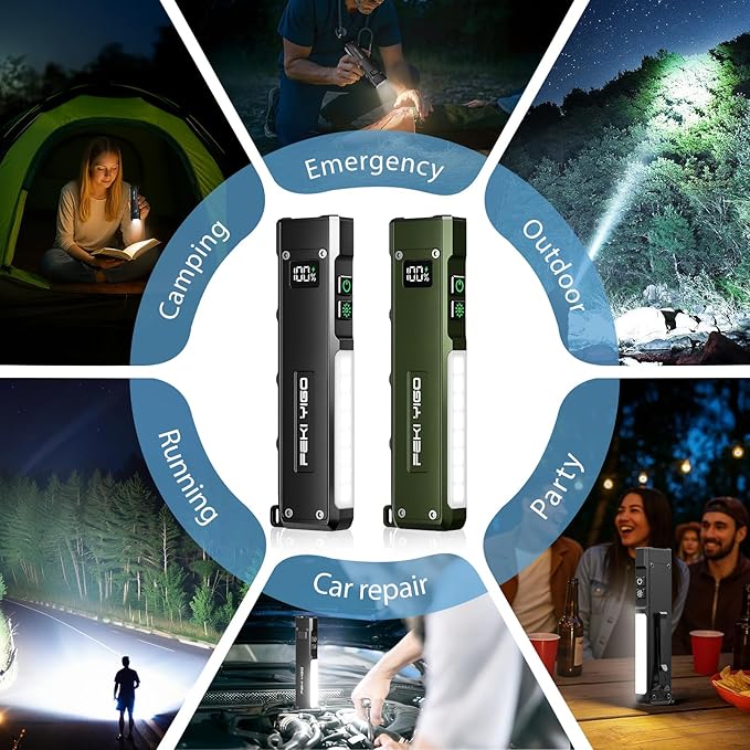 Feki Yigo G02 EDC Rechargeable Flat Flashlight 1800 Lumens White LED/UV/RGB Signaling Flashlights, Waterproof Magnetic Clip on Flashlight for Outdoor Home Emergencies, Camping Essentials(Orange)