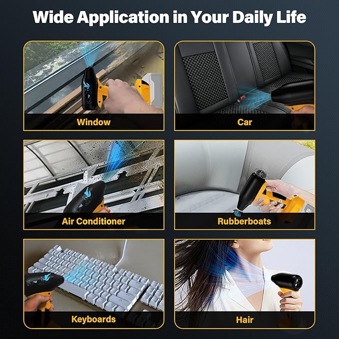 Jet Dry Blower for for Dewalt 20V Battery,130000RPM Electric Air Duster, Jet Fan Blower for Computer Key Board Cleaning,Car Drying,Camping,Outdoors(No Battery)