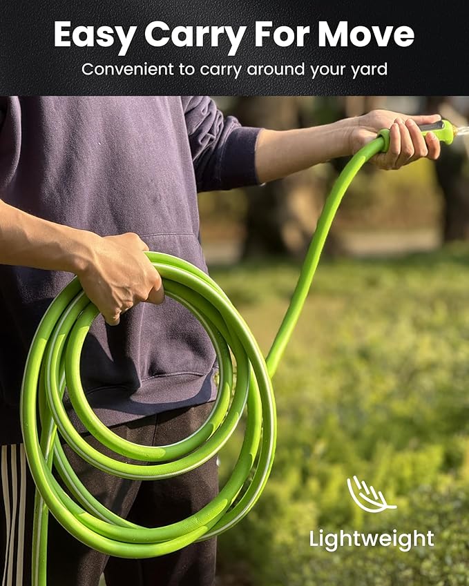 RAINPOINT Garden Hose 75ft - Flexible Heavy Duty Water Hose with Swivel Handle - Lightweight, Hybrid Rubber, 5/8", Male to Female