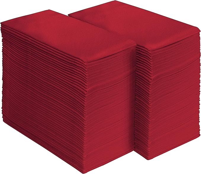 AMERICAN HOMESTEAD Burgundy Paper Dinner Napkins – 100 Pack Linen-Like Disposable Napkins for Weddings, Parties & Restaurants – Large 15.75" x 15.75" Premium Table Napkins
