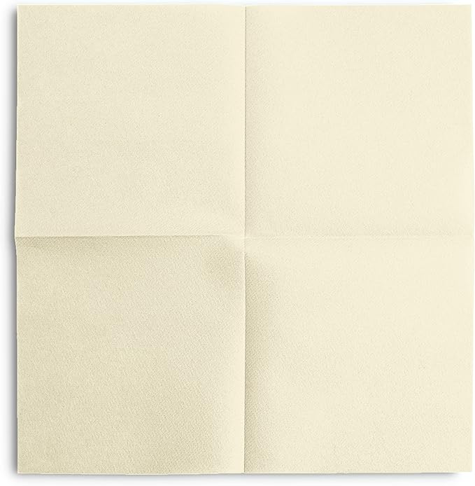 Linen-Feel Colored Paper Napkins - Decortive Cloth-Like CREAM Luncheon Napkins - Soft And Absorbent. For Kitchen, Party, Wedding, Dinner Or Any Occasion. (Pack of 50)