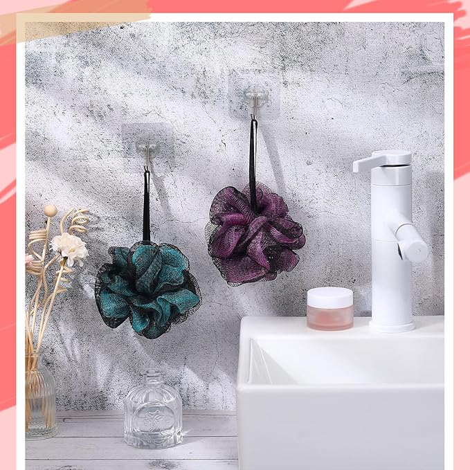 12 Pcs Travel Size Loofah Individually Wrapped, Small Shower Puff Bath Sponge Pouf Ball Bulk Mesh Bath Puff Mini Loofah Sponge with Case Bulk for Shower Care (25g,Fantasy)