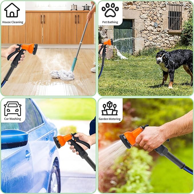 25 FT Garden Hose, Flexible No Kink Heavy Duty Garden Water Hose Flex Copper Bullet Collapsible Washer Rubber Hose 5/8 Soft Lightweight Outdoor Waterhose Manguera Para Jardin