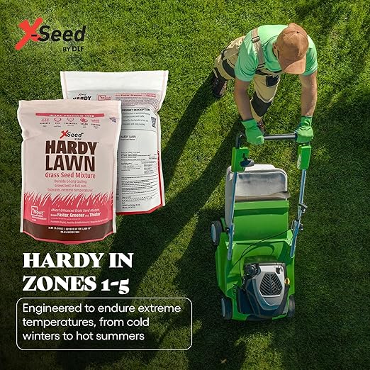 X-Seed Hardy Lawn Grass Seed Mixture - Durable, Long-Lasting Lawn Solution for Full Sun, Withstands Extreme Temperatures & Heavy Traffic, Ideal for Backyards, 3 lbs.