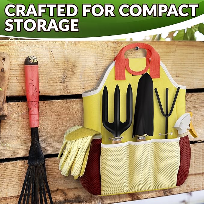 10 Pcs Gardening Hand Tools – All-in-One Gardening Tool Set with Functional Tote Bag, Ergonomic Design & Durable Rust-Resistant Steel – Comfortable Planting, Digging & Easy Garden Maintenance