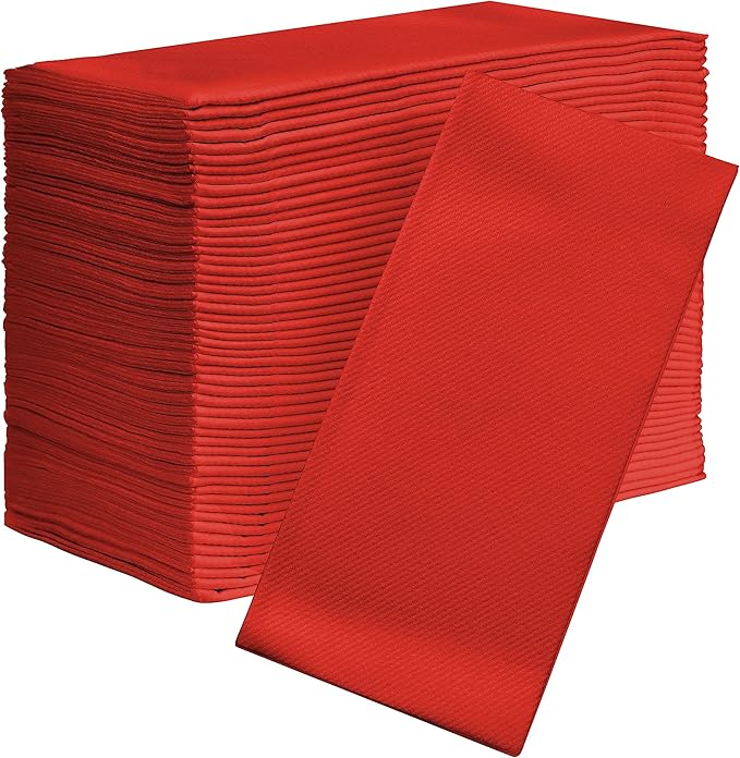 American Homestead Paper Napkins – Disposable Linen-Like Dinner Napkins for Weddings, Parties & Restaurants – 15.75" x 15.75" Red, 100 Count Bulk Pack