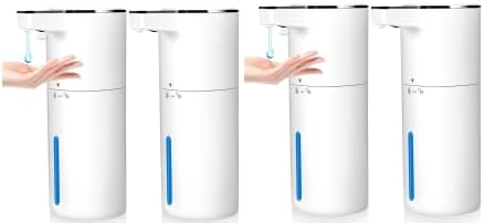 4 Pack Touchless Automatic Liquid Soap Dispenser, 13.5oz Smart Sensor Hand Wash Dispenser, USB Rechargeable & Adjustable for Bathroom Kitchen Sink, White