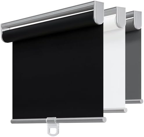 Cordless 100% Blackout Roller Shades for Windows,UV Protection Pull Down Shades,Room Darkening Door Blinds Thermal Insulated Fabric for Home Office and Bedroom(51" W x 72" H,Black)