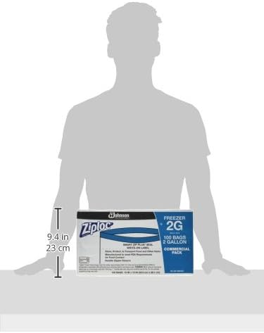 SC Johnson Professional Ziploc Professional Freezer Bags, For Food Organization and Storage, Double Zipper, 2 Gallon, 100 Count