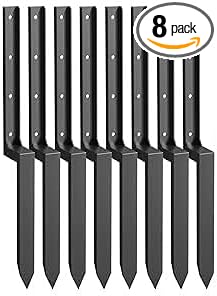 8PCS Fence Post Repair Kit, Heavy Duty Fence Post Repair Stakes, Anchor Ground Spike for Fix Broken Wooden Support