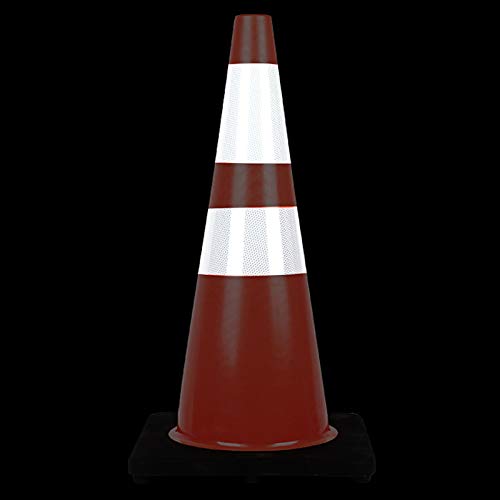 Reliancer 24PCS 28" Traffic Cones PVC Safety Road Parking Cones with Black Weighted Base w/6"&4" Reflective Collars Fluorescent Orange Hazard Cones Construction Cones for Traffic or Home Improvement