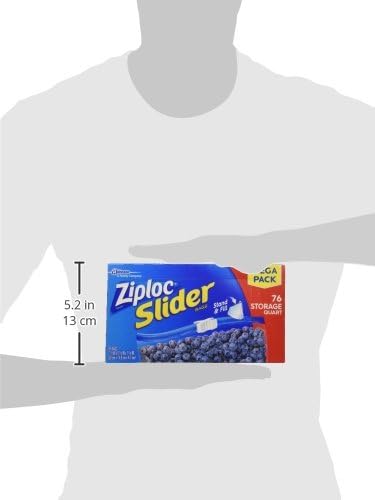Ziploc Quart Food Storage Slider Bags, Power Shield Technology for More Durability, 76 Count (Packaging May Vary)
