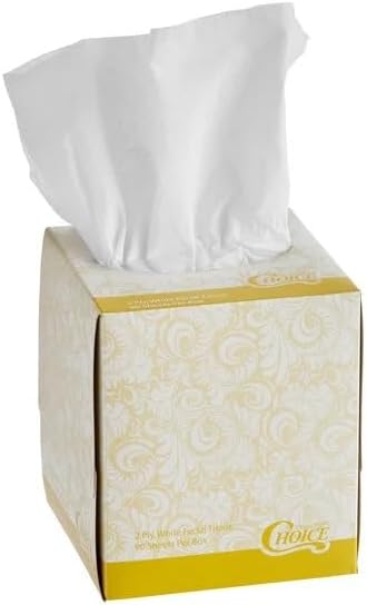2-Ply White Facial Tissue Cube Box, 90 Sheets per Box, Paper Material, 4.25 x 4.25 x 5 Inches, 36 Count Case