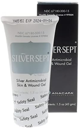 Silver-Sept-Silver Skin and Wound Gel 1.5 oz, Tube for Foot and Leg Ulcer Treatment, 1st and 2nd Degree Burn Care