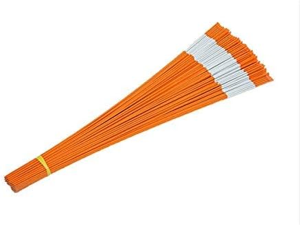 FiberMarker 20 Pack 48 Inch Driveway Markers for Snow Plowing Stakes, 1/4 Inch Dia Orange with Reflective Tape Driveway Reflectors, Hollow Snow Poles