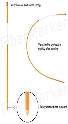 FiberMarker 48-Inch Reflective Driveway Makers 20-Pack, 5/16-Inch Dia Solid Snow Markers for Easy Visibility at Night, Orange