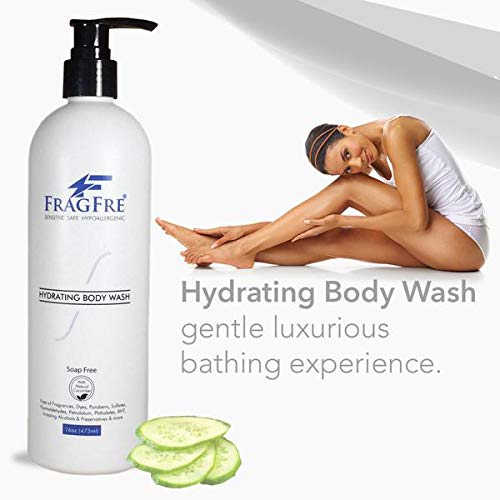 Sensitive Body Wash 16 oz (2-Pack Gift Set) - Paraben Free Sulfate Free Body Cleanser - Hypoallergenic for Delicate and Flaky Skins - No Added Fragrance - Cucumber for Hydration - Vegan GF/CF