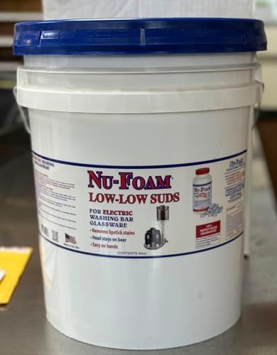 Nu-Foam Low Low Suds Liquid Detergent for Bar Glassware - Original Streak-Free Solution - Hand Washing Bar, Tavern, Brewery Supplies - Concentrated (5 Gallon Pail)