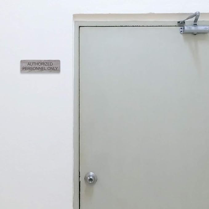 SBLABELS Authorized Personnel Only Indoor Easy Adhesive Mount Door and Wall Sign for Restaurants and Small Businesses 3" x 9" - Ash Grey