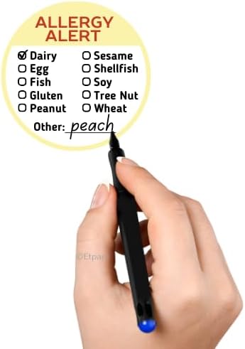 500 Pcs Allergy Stickers, Circular with Top 10 Common Allergen Checklist on Writable Surface, Yellow Adhesive Allergies Label for Kids Allergy Alert and Food Safety Labels (Yellow)