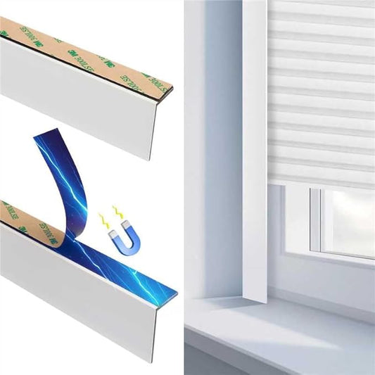 100% Blackout PVC Light Blocking Strips Magnetic Light blockers for Blackout Shades & Blinds Room Darkening Side Tracks for bedrooms Nurseries (White-2pcs, 58.5" Removable)