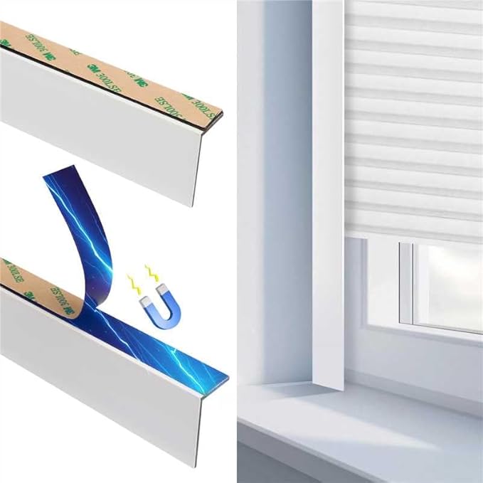 100% Blackout PVC Light Blocking Strips Magnetic Light blockers for Blackout Shades & Blinds Room Darkening Side Tracks for bedrooms Nurseries (Custom, 59"-115" Removable)