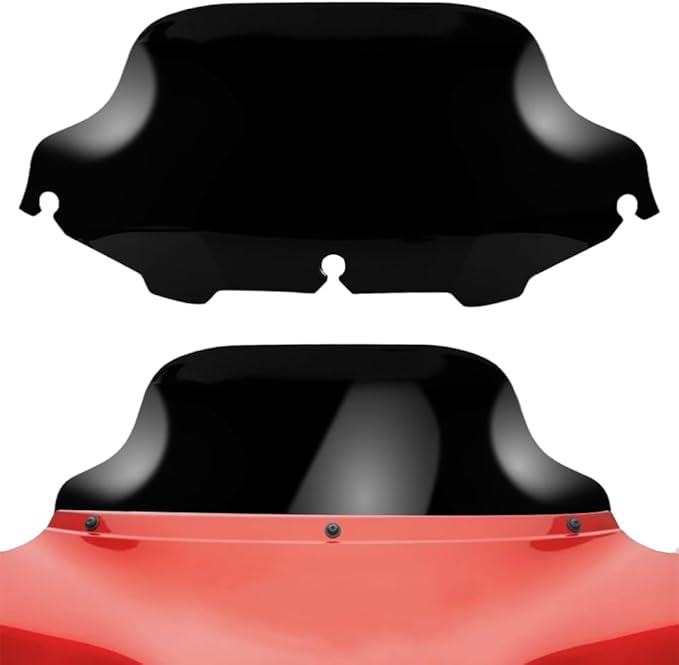 TSUNG 8" Black Wave Windshield – Wind Splitter Windscreen Fit for 1996-2013 Touring-Style & Bagger-Style Motorcycles (Fit 96-13 Black, 8inch)