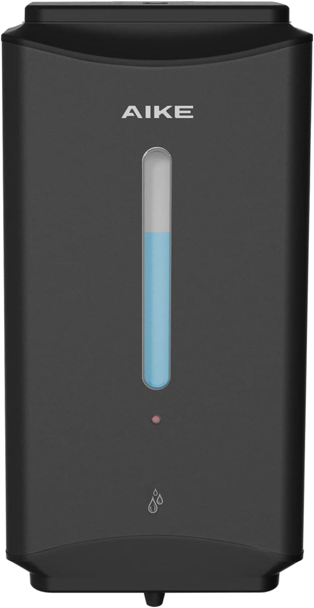 AIKE Automatic Soap Dispenser Commercial Wall Mounted Liquid Dispenser Matte Black Finish 1100ml Large Capacity