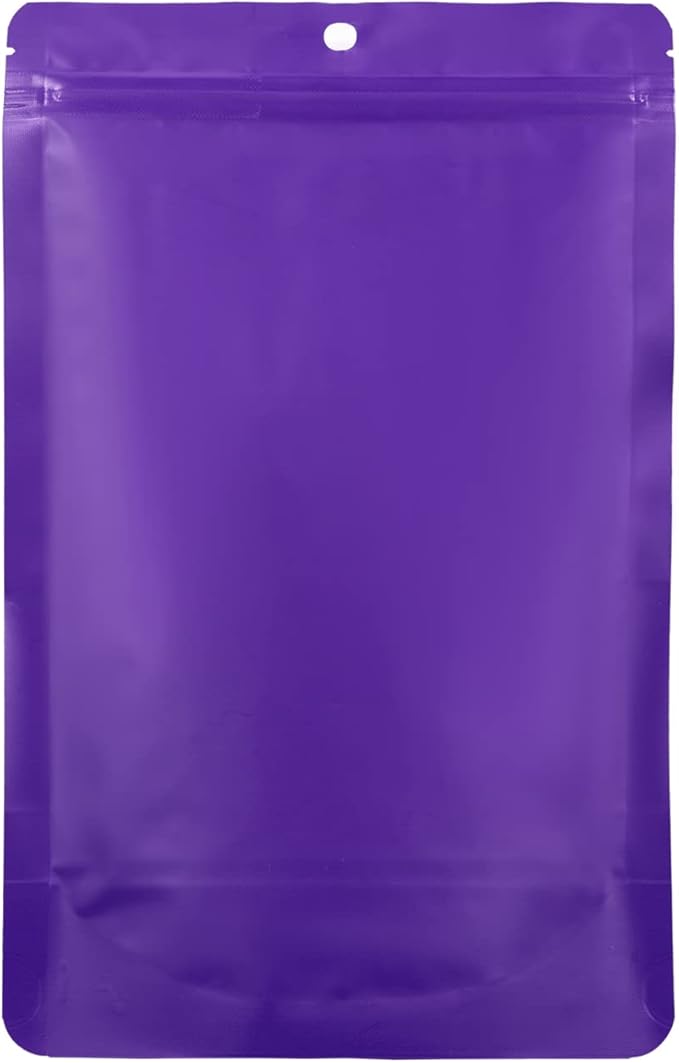 150 Pack Stand up Matte Metallic Storage Bags with Clear Front Window Heat-Sealable Resealable Solid Color Pouches for Food Storage Containers Organizer(Purple,5.9 * 8.6 inch,Pack of 150)