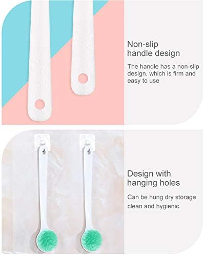 Silicone Body Scrubber Exfoliator, Back Brush Long Handle for Shower with Soft Bristles, Shower Brush Scrubber for Body Men and Women, BPA Free, Non-Slip