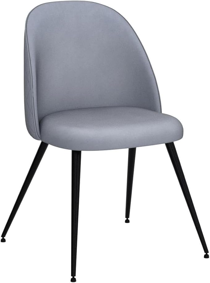 Upholstered Dining Chair Set of 4,Modern Kithen Velvet No Arms Home Ergonomic High-Back Vanity Elegant Accent with Black Metal Legs for Any Decor,Grey, 4*Chair,
