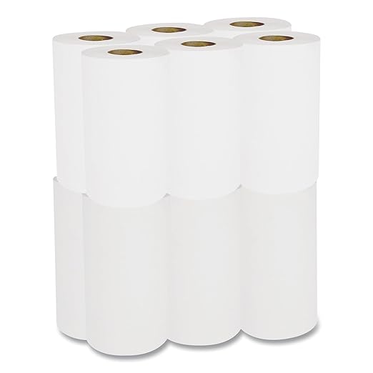 Boardwalk 6250 Hardwound Paper Towels, Nonperforated 1-Ply White, 350 ft (Case of 12 Rolls)