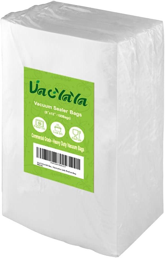VacYaYa100 Quart 8 x 12 Inch Freezer Food Vacuum Sealer Storage Bags Size,Vac Seal a Meal Bags with BPA Free and Heavy Duty Sous Vide Vaccume Safe PreCut Bag