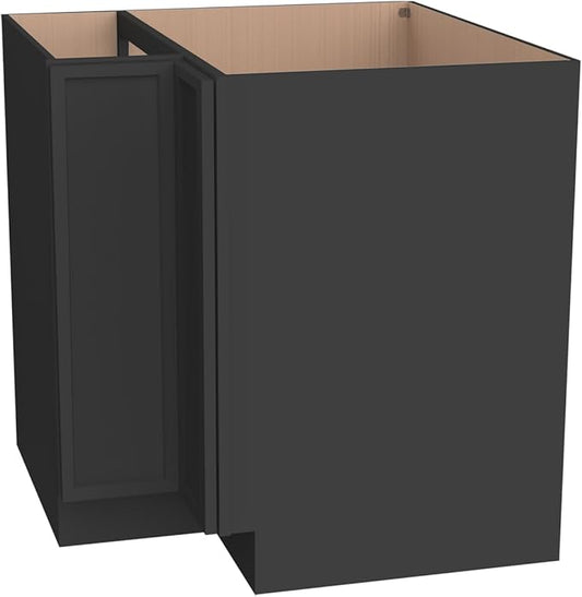 Kitchen Lazy Susan Corner Base Cabinet with Adjustable Shelf, Soft-Close Hinges, Solid Hardwood & Plywood Construction,Space-Saving RTA Storage Solution (NT-Charcoal Black, 33" W x 24" D x 34.5" H)