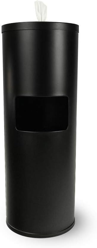 Zogics Gym Wipes Dispenser Stand and Trash Bin – Dual-Purpose Wet Wipes Dispenser for Sanitizing and Cleaning with Built-in 7 Gallon Trash Can, Black Galvanized Steel