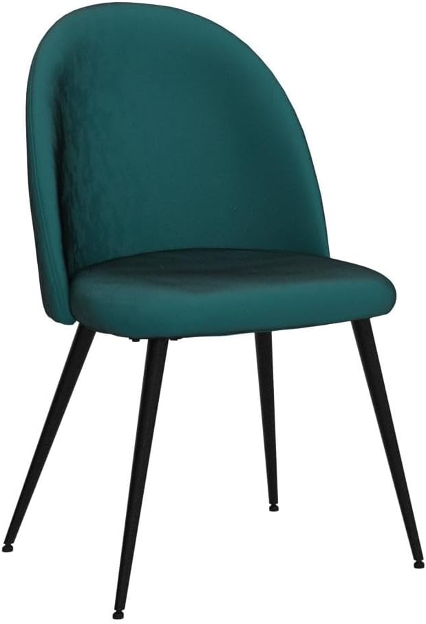 Contemporary Home Kitchen Dining Chair Set of 4,Nice Velvet Living Reception Chair No Arms with Metal Legs,Soft Cushion & Adjustable Feet Cover for Vanity,Dining,Dark Green