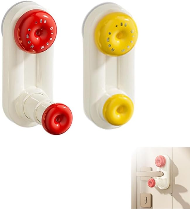 Child Pet Safety Door Lever Lock, Adjustable Handle Protection, Red Yellow Color,for Home Security