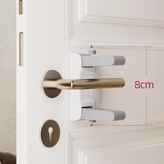 YEYA Upgrade Child Safety Door Handle Lock, White Universal Fit Lever Locks with 3M Adhesive, 2-Pack Toddler Proof Safety Locks for Indoor Doors, Easy Installation No Tools Required