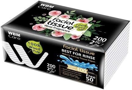 WBM Care Facial Tissues with Rose Fragrance, 200 Sheets per Pack, 20 Packs Totaling 4000 Sheets, Soft, Gentle, Perfect for Daily Use and Sensitive Skin